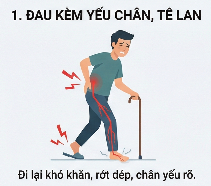 đau lưng kèm yếu chân liên tục